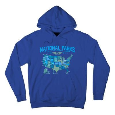 All U S National Parks Map Camping 80s Graphic Gift Tall Hoodie