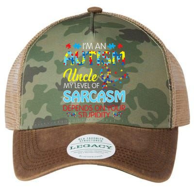 AUTISM Uncle SARCASM LEVEL DEPENDS ON YOUR STUPIDITY Gift Legacy Tie Dye Trucker Hat