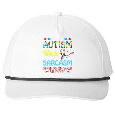 AUTISM Uncle SARCASM LEVEL DEPENDS ON YOUR STUPIDITY Gift Snapback Five-Panel Rope Hat