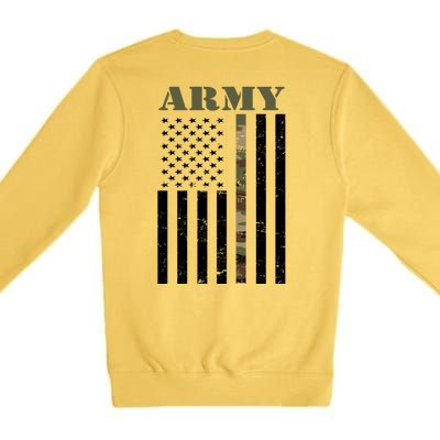 Army United States Thin Camo Line Flag Front And Back Premium Crewneck Sweatshirt