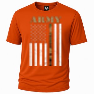 Army United States Thin Camo Line Flag Front And Back Cooling Performance Crew T-Shirt