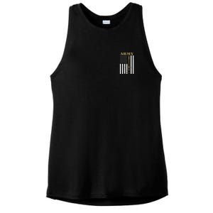 Army United States Thin Camo Line Flag Front And Back Ladies PosiCharge Tri-Blend Wicking Tank