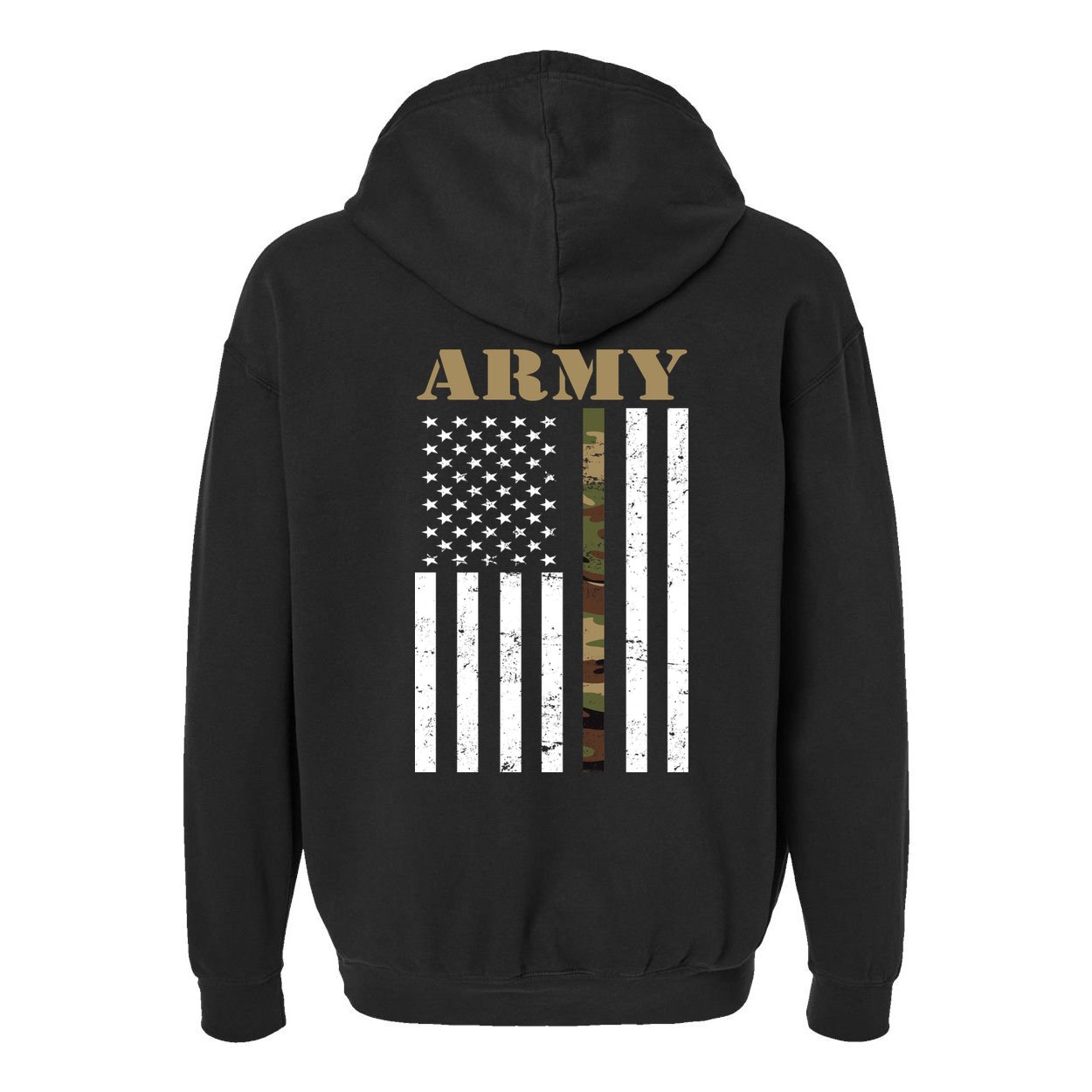 Army United States Thin Camo Line Flag Front And Back Garment-Dyed Fleece Hoodie