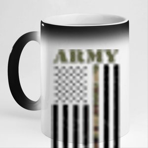 Army United States Thin Camo Line Flag Front And Back 11oz Black Color Changing Mug