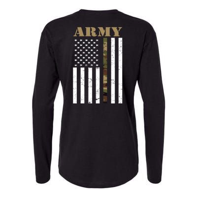 Army United States Thin Camo Line Flag Front And Back Womens Cotton Relaxed Long Sleeve T-Shirt