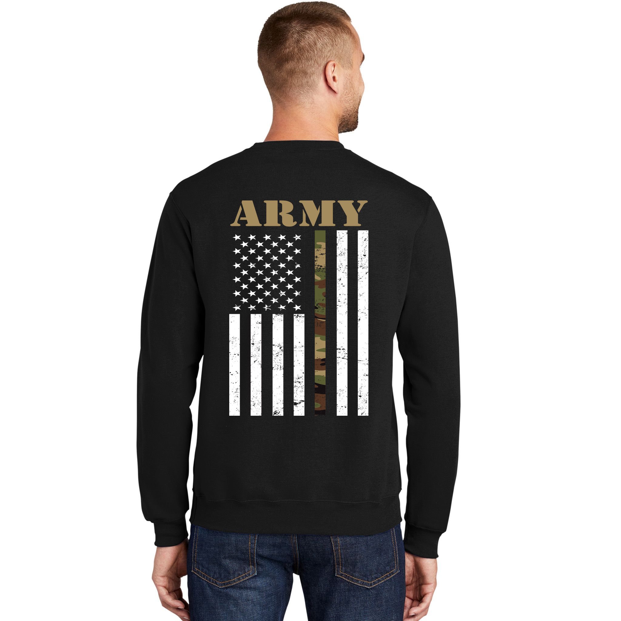 Army United States Thin Camo Line Flag Front And Back Sweatshirt