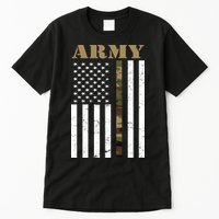 Army United States Thin Camo Line Flag Front And Back Tall T-Shirt