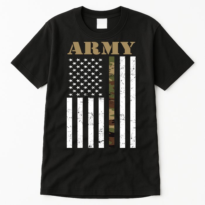 Army United States Thin Camo Line Flag Front And Back Tall T-Shirt