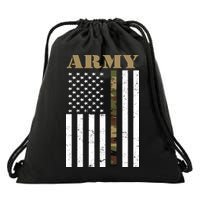 Army United States Thin Camo Line Flag Front And Back Drawstring Bag
