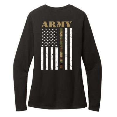 Army United States Thin Camo Line Flag Front And Back Womens CVC Long Sleeve Shirt