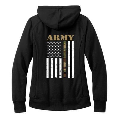 Army United States Thin Camo Line Flag Front And Back Women's Fleece Hoodie