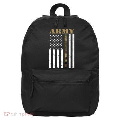 Army United States Thin Camo Line Flag Front And Back 16 in Basic Backpack