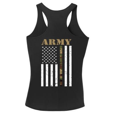 Army United States Thin Camo Line Flag Front And Back Ladies PosiCharge Competitor Racerback Tank