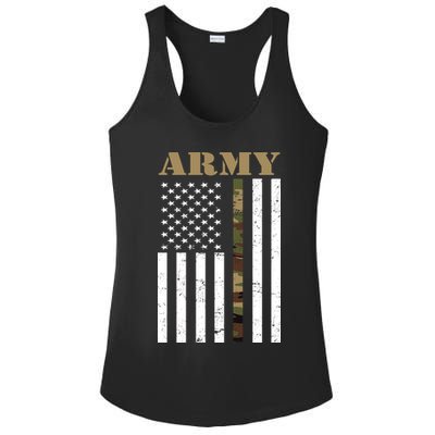 Army United States Thin Camo Line Flag Front And Back Ladies PosiCharge Competitor Racerback Tank