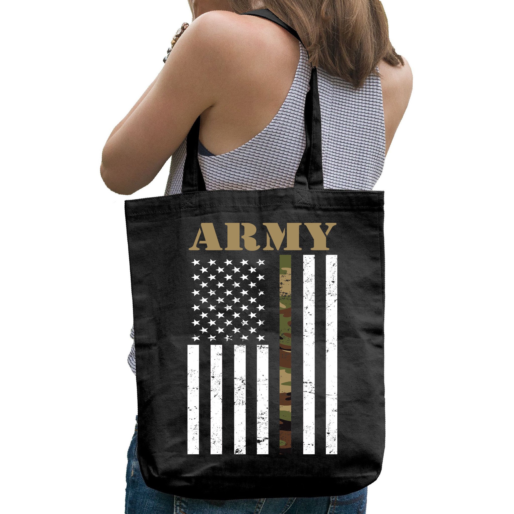 Army United States Thin Camo Line Flag Front And Back Bag