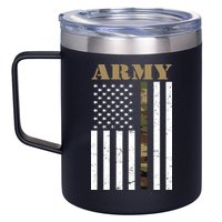 Army United States Thin Camo Line Flag Front And Back 12oz Stainless Steel Coffee Mug