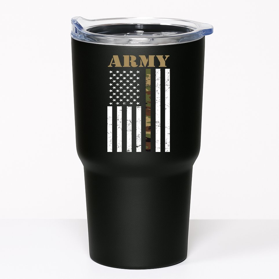 Army United States Thin Camo Line Flag Front And Back Tumbler