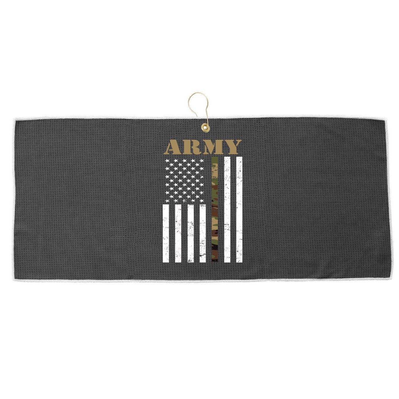 Army United States Thin Camo Line Flag Front And Back Large Microfiber Waffle Golf Towel