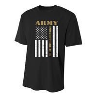 Army United States Thin Camo Line Flag Front And Back Youth Performance Sprint T-Shirt