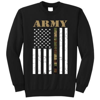 Army United States Thin Camo Line Flag Front And Back Tall Sweatshirt