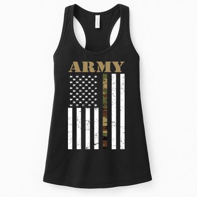 Army United States Thin Camo Line Flag Front And Back Womens Tank Top