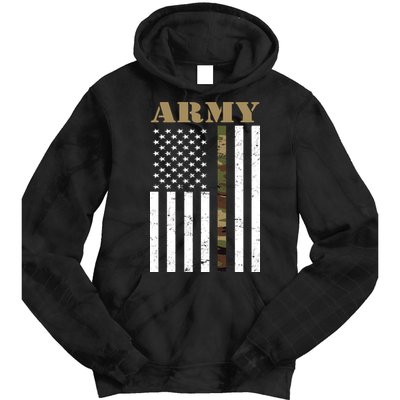 Army United States Thin Camo Line Flag Front And Back Tie Dye Hoodie