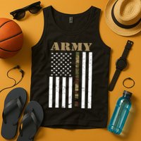 Army United States Thin Camo Line Flag Front And Back Tank Top