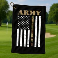 Army United States Thin Camo Line Flag Front And Back Golf Towel
