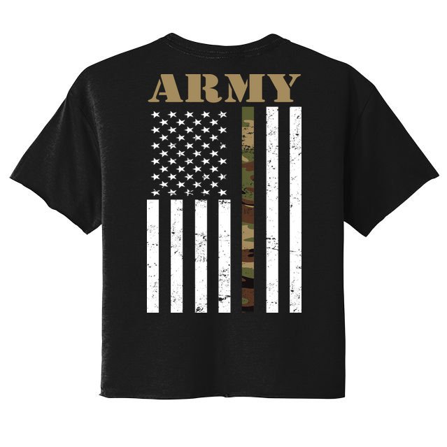 Army United States Thin Camo Line Flag Front And Back Crop Top