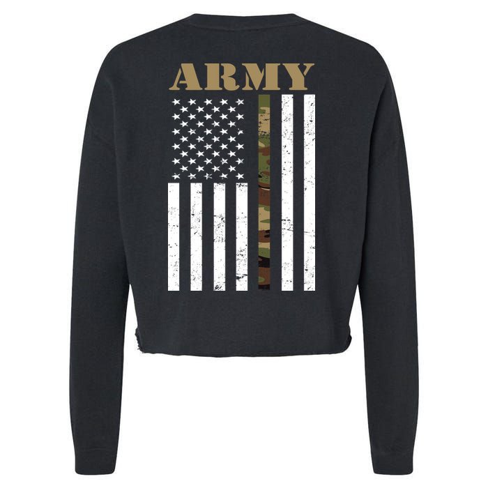 Army United States Thin Camo Line Flag Front And Back Cropped Pullover Crew