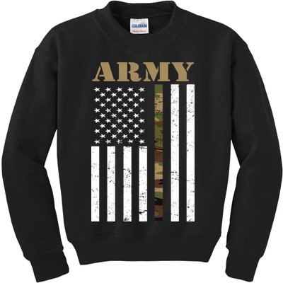 Army United States Thin Camo Line Flag Front And Back Kids Sweatshirt