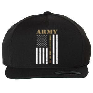 Army United States Thin Camo Line Flag Front And Back Wool Snapback Cap