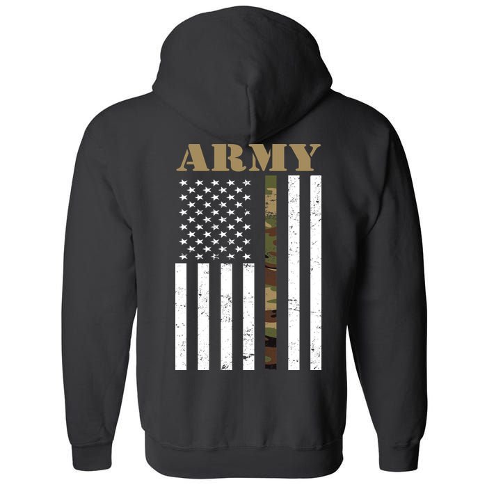 Army United States Thin Camo Line Flag Front And Back Full Zip Hoodie