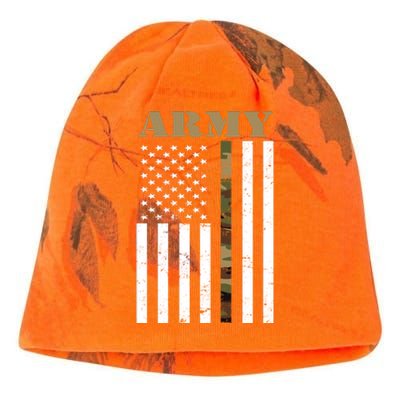 Army United States Thin Camo Line Flag Front And Back Kati - Camo Knit Beanie