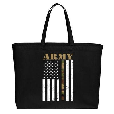 Army United States Thin Camo Line Flag Front And Back Cotton Canvas Jumbo Tote