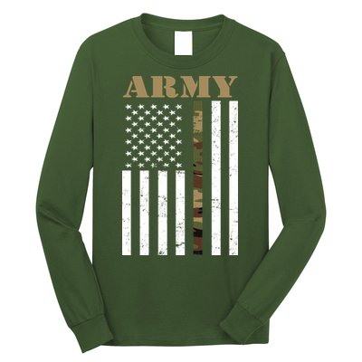 Army United States Thin Camo Line Flag Front And Back Long Sleeve Shirt