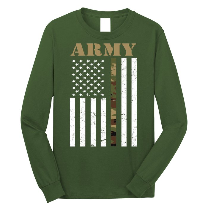 Army United States Thin Camo Line Flag Front And Back Long Sleeve Shirt