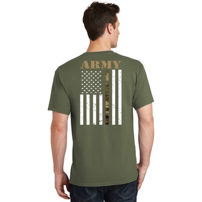 Army United States Thin Camo Line Flag Front And Back T-Shirt