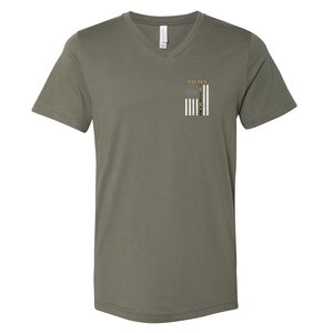 Army United States Thin Camo Line Flag Front And Back V-Neck T-Shirt