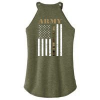 Army United States Thin Camo Line Flag Front And Back Women's Perfect Tri Rocker Tank