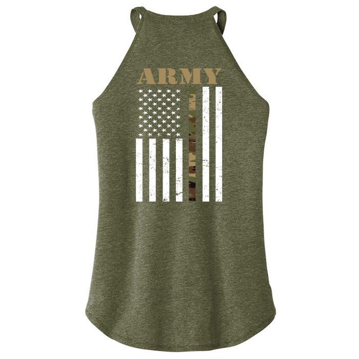 Army United States Thin Camo Line Flag Front And Back Women's Perfect Tri Rocker Tank