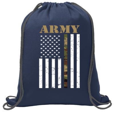 Army United States Thin Camo Line Flag Front And Back Sweatshirt Cinch Pack Bag