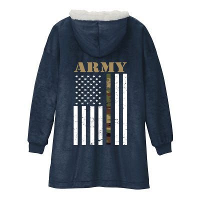 Army United States Thin Camo Line Flag Front And Back Hooded Wearable Blanket