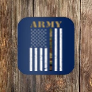 Army United States Thin Camo Line Flag Front And Back Coaster