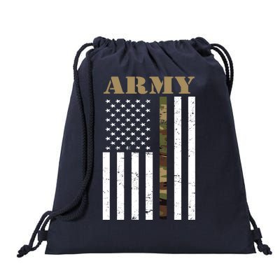 Army United States Thin Camo Line Flag Front And Back Drawstring Bag