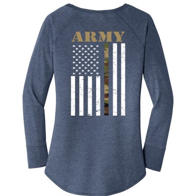 Army United States Thin Camo Line Flag Front And Back Women's Perfect Tri Tunic Long Sleeve Shirt