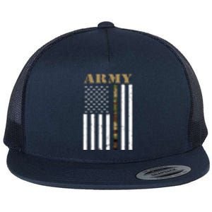 Army United States Thin Camo Line Flag Front And Back Flat Bill Trucker Hat