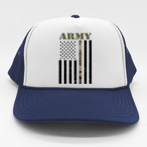 Army United States Thin Camo Line Flag Front And Back Trucker Hat