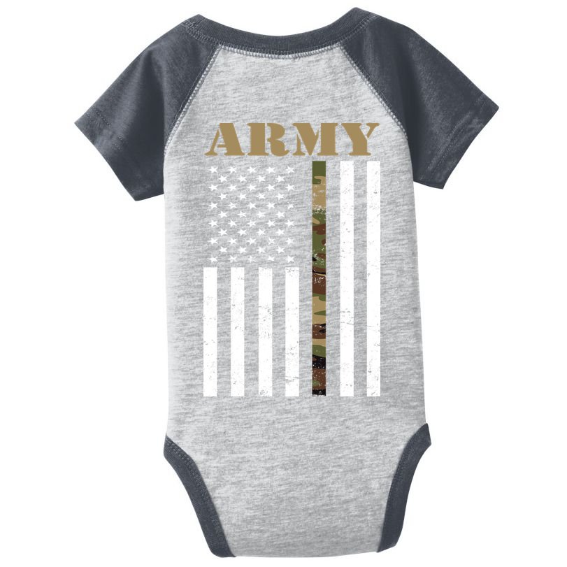 Army United States Thin Camo Line Flag Front And Back Infant Baby Jersey Bodysuit