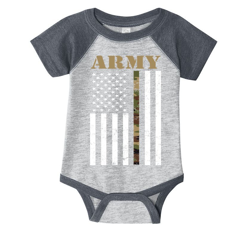 Army United States Thin Camo Line Flag Front And Back Infant Baby Jersey Bodysuit